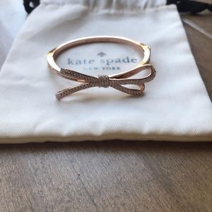 Kate Spade Rose Gold Pave Crystal Bow Bangle NWOT